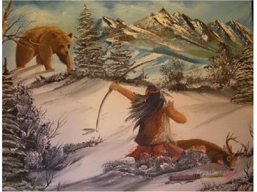 Oso Painting - cazar oso indio